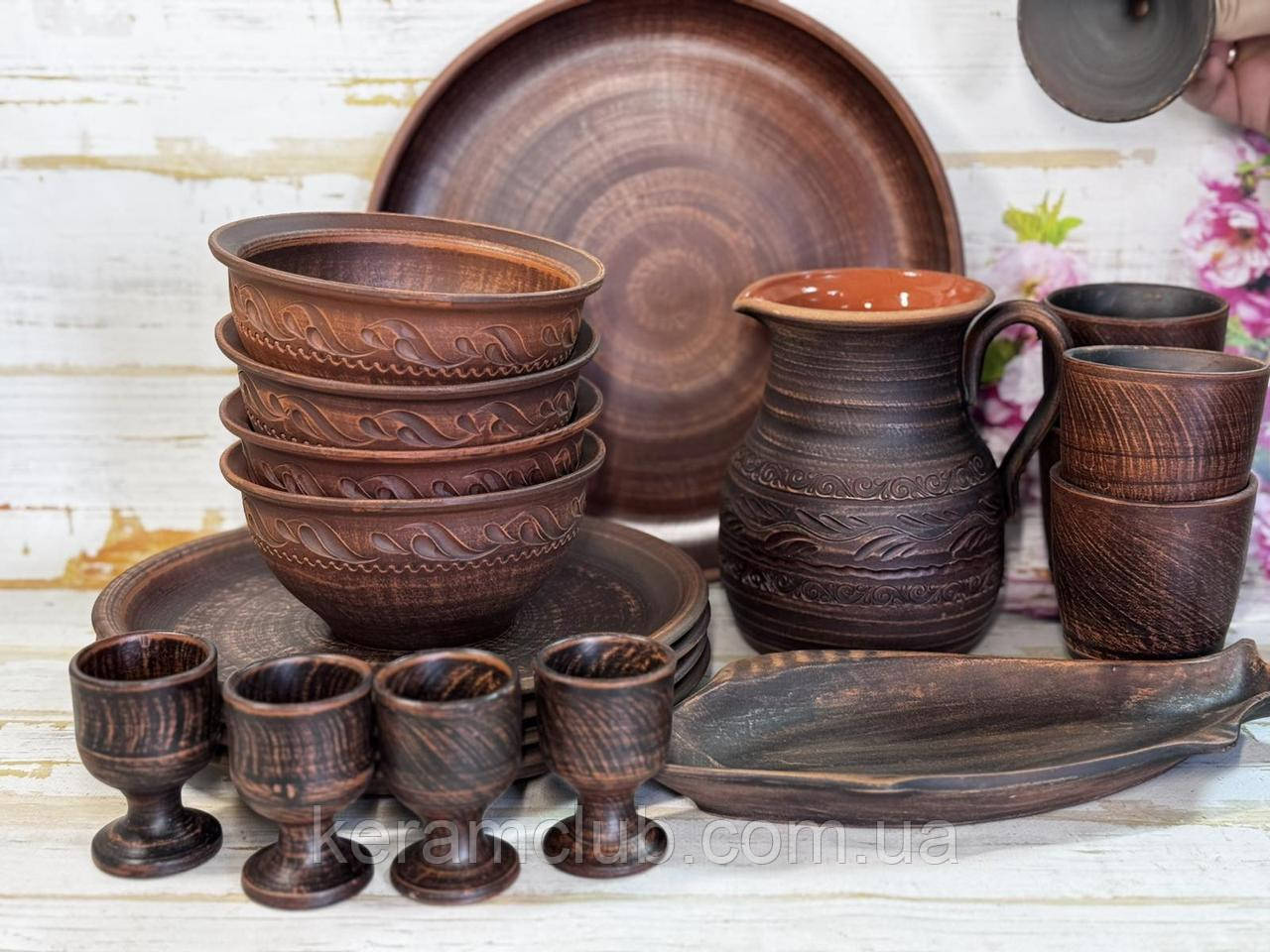 Набір глиняного посуду "Для друзів" 4 персони 19 предметів