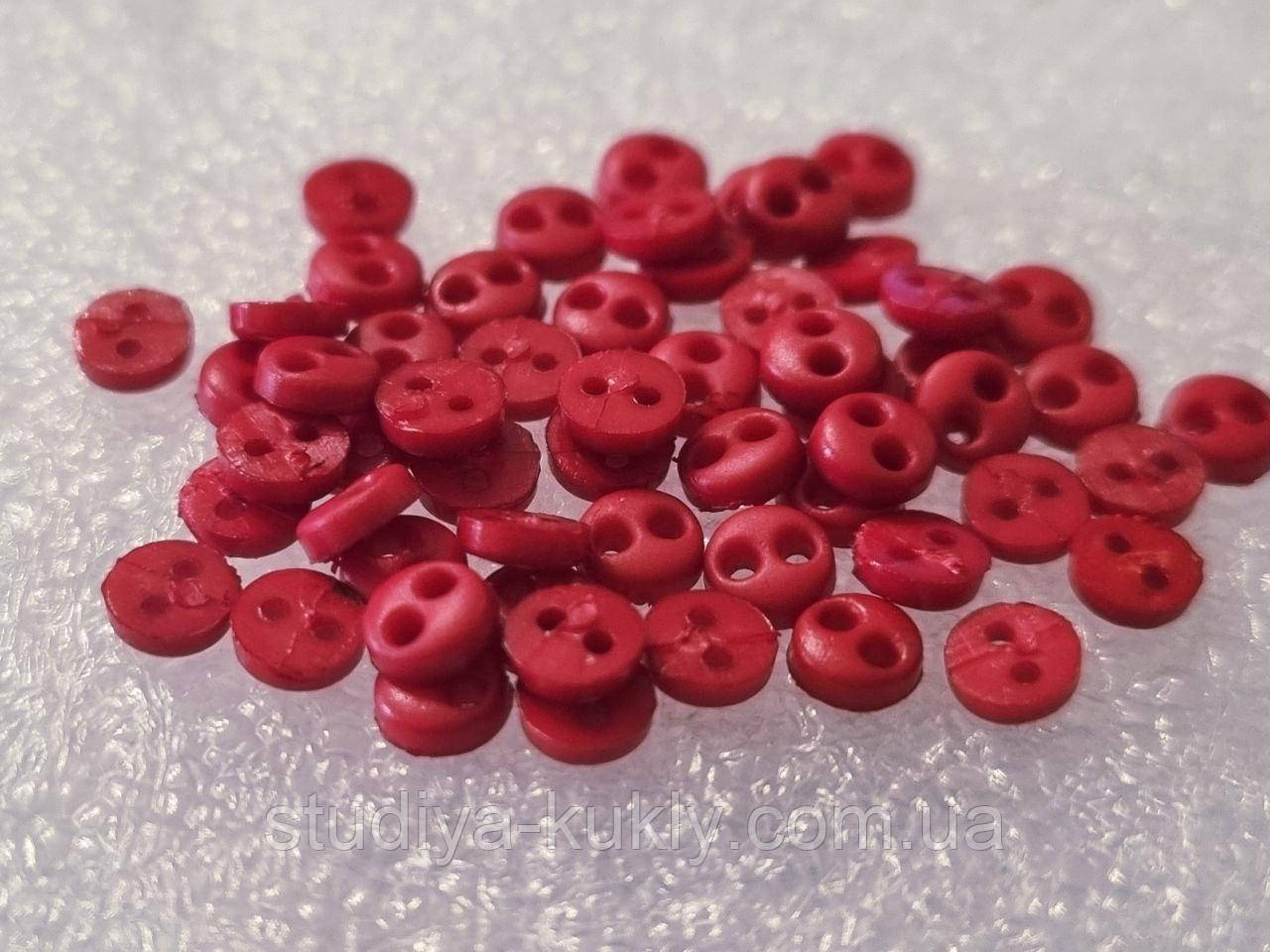 Гудзик для ляльок мікро, 4 мм, № 4.3, червоного відтінку., фото 1