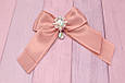 Бантик-шпилька для волосся для дівчаток з брошкою довгі кінчики пудровий 878 об, фото 3