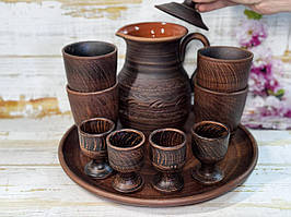 Набір посуду "Для кумів" 4 персони 10 предметів з червоної глини