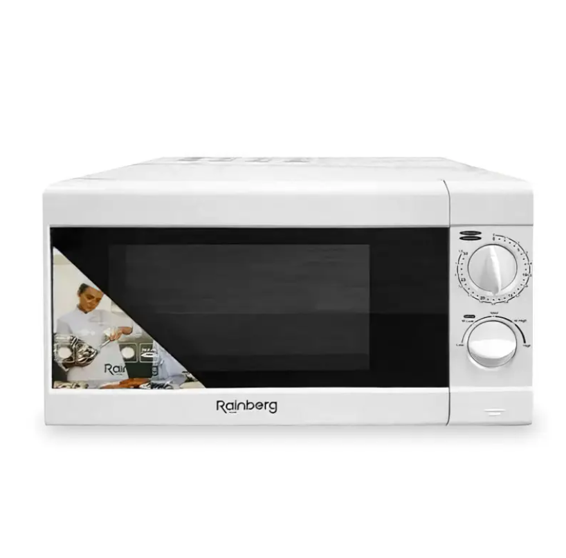Мікрохвильова піч Rainberg 1200Вт 20л — потужна мікрохвильовка з таймером і 8 режимами для кухні, дому, офісу, фото 1