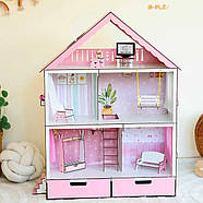 "Фантазія" з органайзером ляльковий будиночок NestWood для Барбі рожевий + вітальня, фото 7