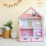 "Фантазія" з органайзером ляльковий будиночок NestWood для Барбі рожевий + вітальня, фото 9
