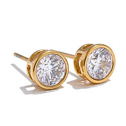 Позолочені сережки пусети з фіанітами