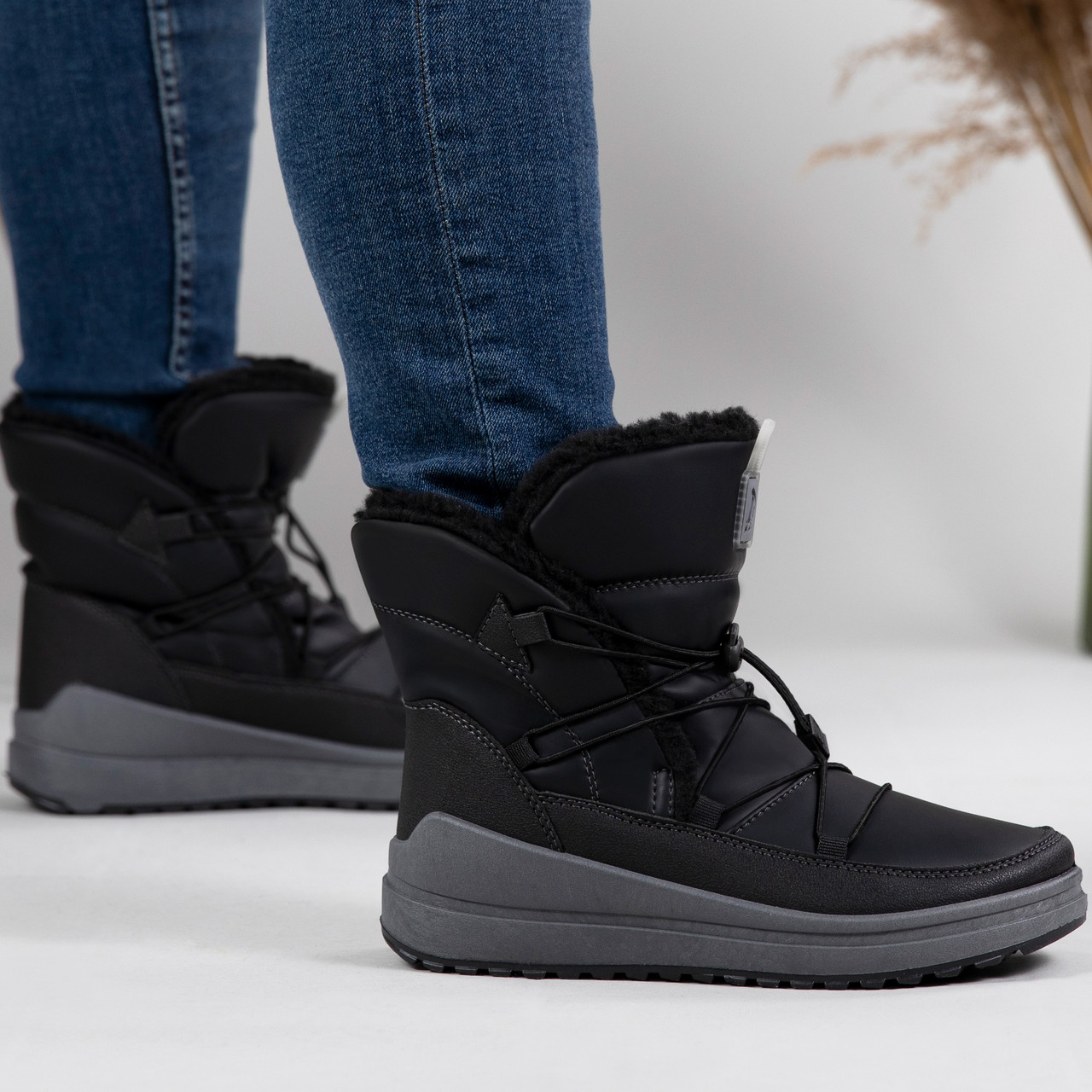 Дутики жіночі зимові з натуральної шкіри (461 чорні)