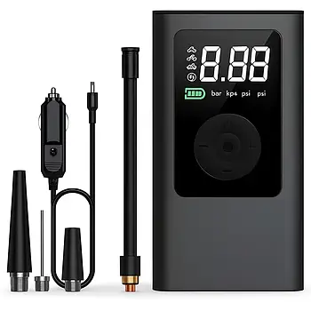 Компресор автомобільний від прикурювача з ліхтариком, 10 Бар, LLZ-669 / Автокомпресор для підкачки шин