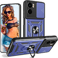 Чохол Hide Shield для Motorola Moto G05 бампер протиударний із підставкою кільцем Blue