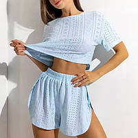 Піжама жіноча Lesko SM24107A Blue S футболка та шорти жіноча піжама для дому та сну 5 шт., фото 2