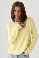 Напівпрозорий лонгслів із контрасною окантовкою — лимонний колір, ONE SIZE (є розміри)