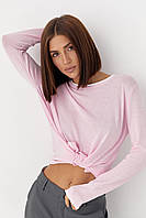 Напівпрозорий лонгслів із контрасною окантовкою — рожевий колір, ONE SIZE (є розміри)