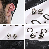 Кафа Череп на Вухо Чоловіча - Стильна Чоловіча Прикраса Без Проколу 1 штука
