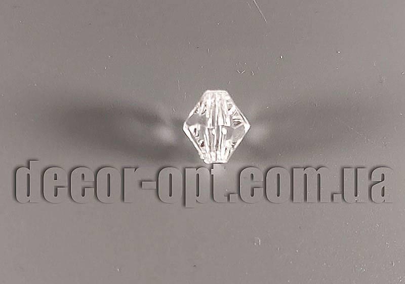 Прозорі кришталеві намистини ромбоподібні 048# 6 мм/500 гр