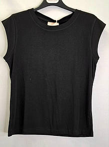 Жіноча майка чорна з льону без рукавів MKLT1157-1