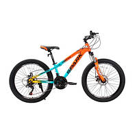 Велосипед SPARK FORESTER JR. (колеса — 24", сталева рама — 11") жовтогарячий із блакитним