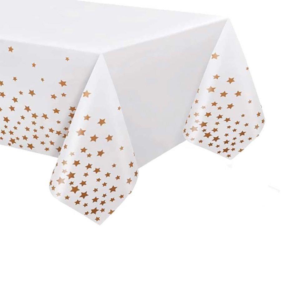 Скатертина біла з зірками (рожеве золото) 137х183