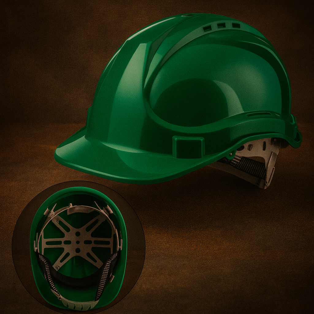 Каска будівельна зелена для захисту на роботі, комфортна для щоденного використання персоналом