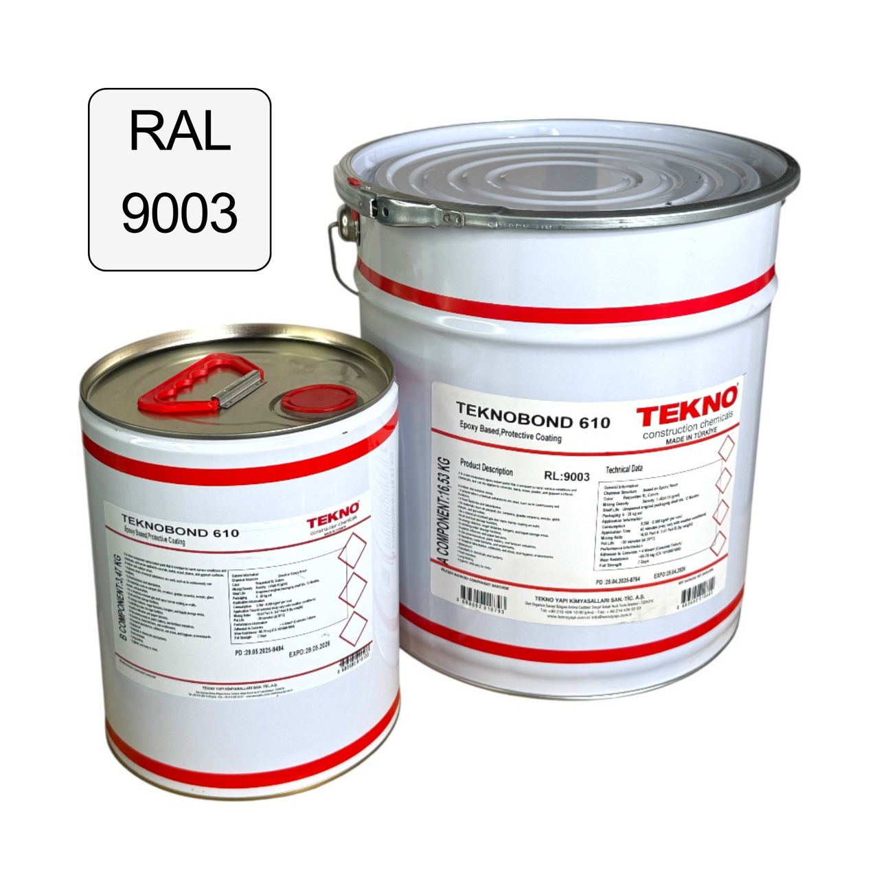 Хімстійка фарба Teknobond 610 стійка до сірчаної, азотної, соляної, молочної кислоти, хімії, лугів, епоксидна емаль, 20 кг