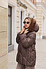 Красива зимова жіноча базова куртка з капюшоном і хутряною опушкою, фото 2