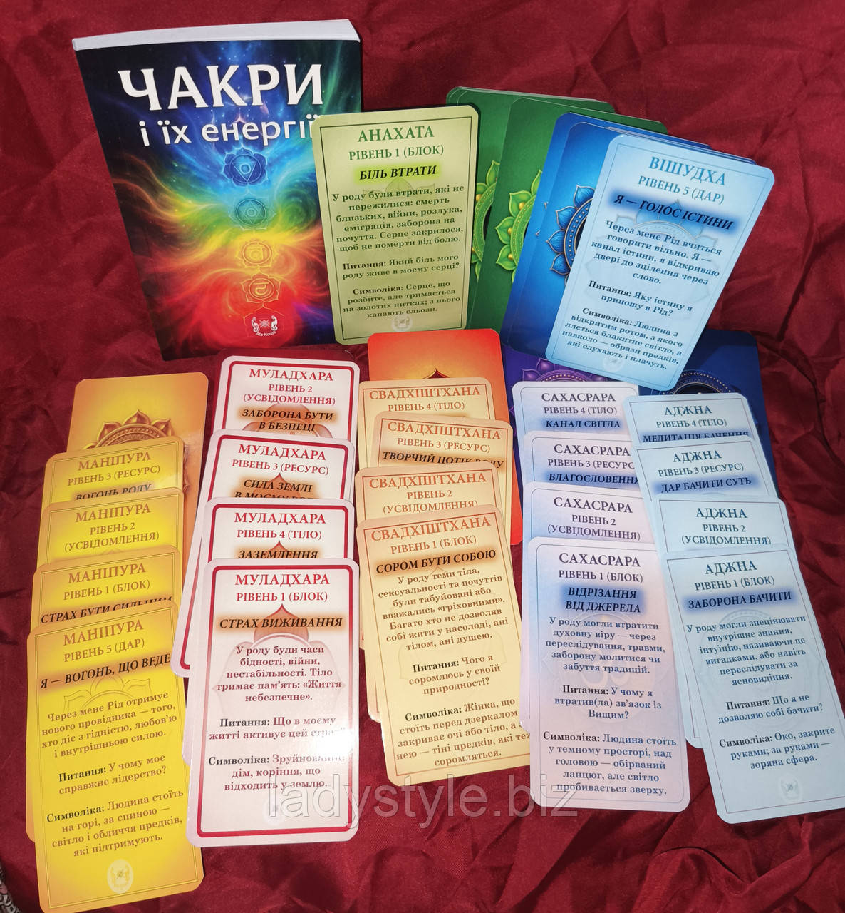 Метафорические карты "ЧАКРИ І ЇХ ЕНЕРГІЯ" авторська колода 35 карт, фото 1