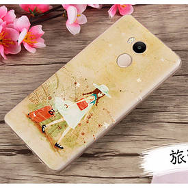 Силіконовий чохол бампер на Xiaomi Redmi 4 pro / Redmi 4 prime з малюнком дівчина з валізою