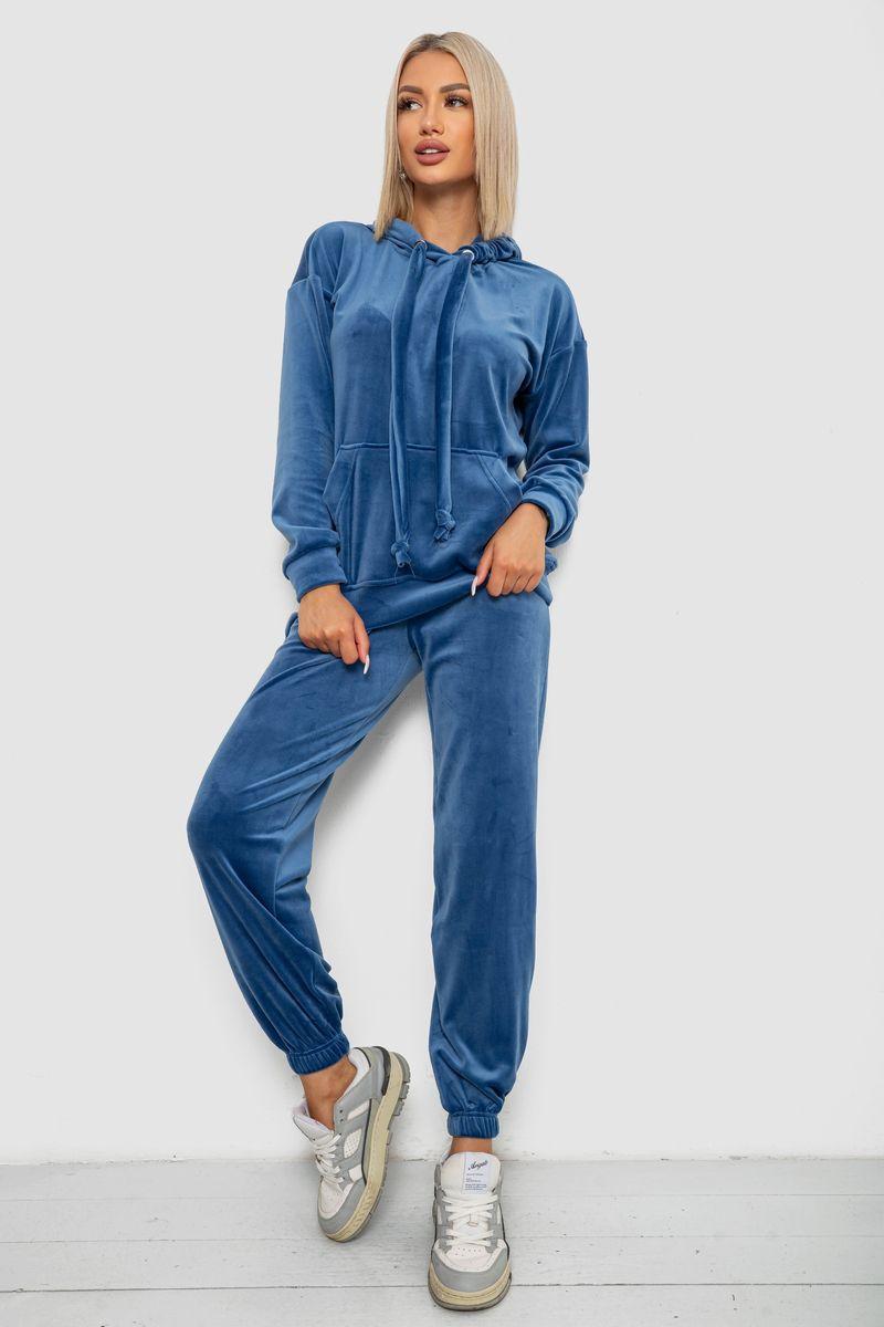 Спортивний костюм жіночий велюровий, колір джинс, 241R1530-5, фото 1