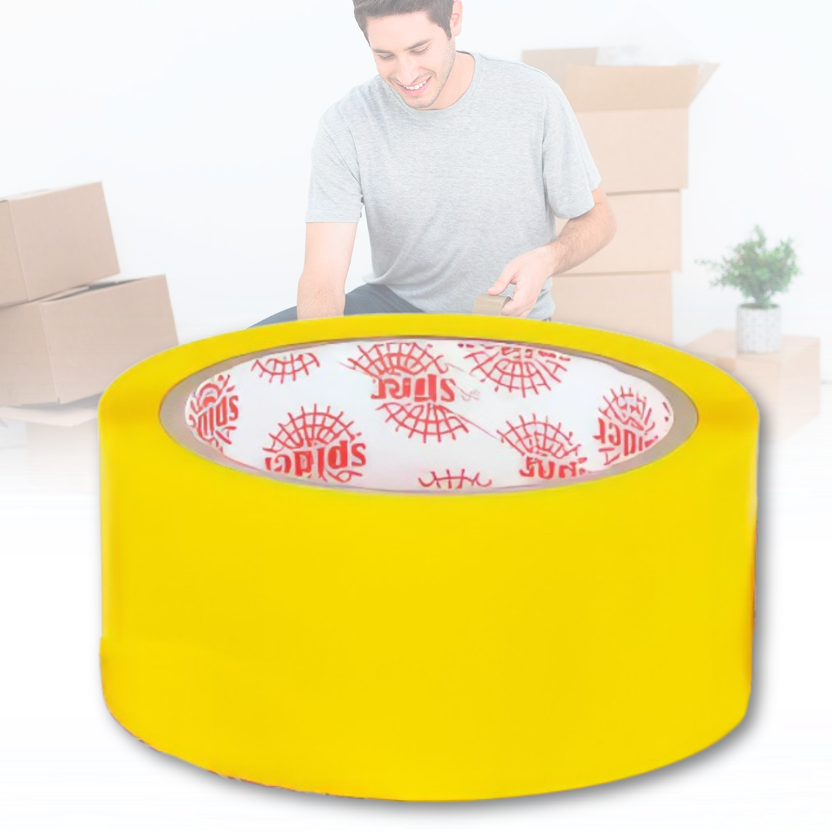 Пакувальний скотч 45 метрів 45мм х 50 мкм Жовтий SC-205 1 шт., фото 1