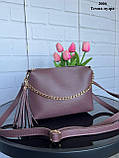 Стильна містка сумочка клатч жіночий темно-пудрова крос боді сумка жіноча маленька через плече 24х15х8 см, фото 2
