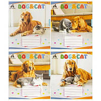 Зошит шкільний 18 аркушів клітинка, серія "Собаки та коти - найкращі друзі", білизна 100%