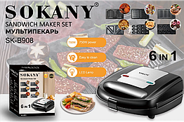 Мультимейкер Sokany 750 Вт 6 пластин з антипригарним покриттям