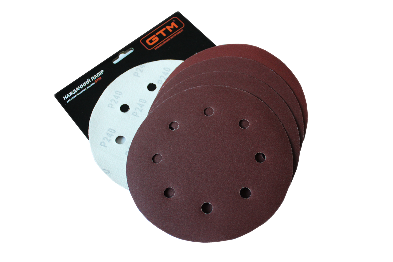 GTM Шліфкруг з отв. 180мм Р-80, липучка, (5шт.) для шліфмаш. SZS-180L (жираф)