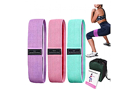 Набір фітнес-резинок Luting 3шт опір 1.5-120кг зелена рожева фіолетова