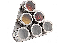 Набір для спецій на магнітній підставці 7 предметів нержавіюча сталь Spice Carousel KIT-6