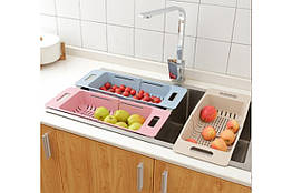 Портативна складна корзина для миття 38x24x8 см висувний дизайн подвійна ручка