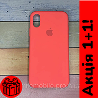 Чохол для iPhone X/XS матовий Silicone Case з мікрофіброю, Soft Touch покриття, рожевий/малений (65)