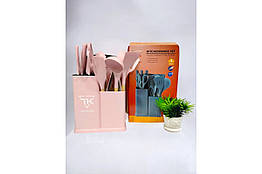 Набір кухонних приладь TOP KITCHEN на підставці 19 предметів силікон і дерево