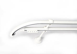 Карниз для штор з вигином (поворотами) профіль Аресто Білий, гнутий, дворядний