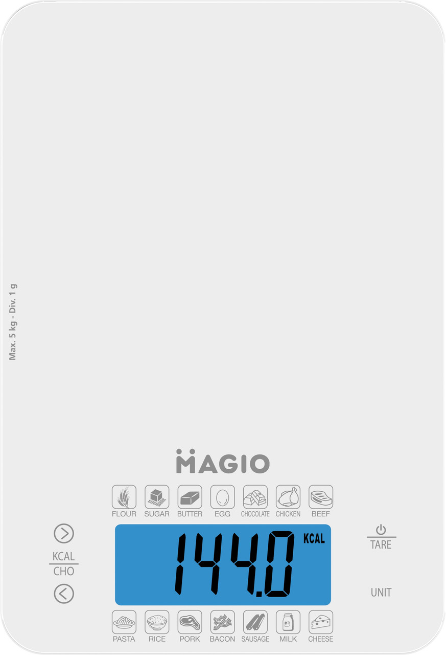 Ваги кухонні електронні Magio MG-696 до 5 кг зі скляною платформою та визначенням калорійності