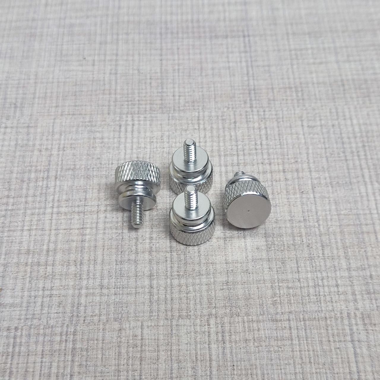 Гвинт кріплення корпусний #6-32, 6 мм, безінструментальний, алюміній, 4 шт, срібло