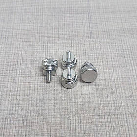 Гвинт кріплення корпусний #6-32, 6 мм, безінструментальний, алюміній, 4 шт, срібло