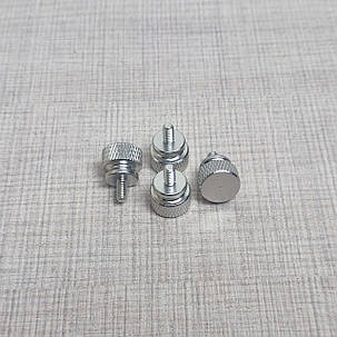Гвинт кріплення корпусний #6-32, 6 мм, безінструментальний, алюміній, 4 шт, срібло, фото 1