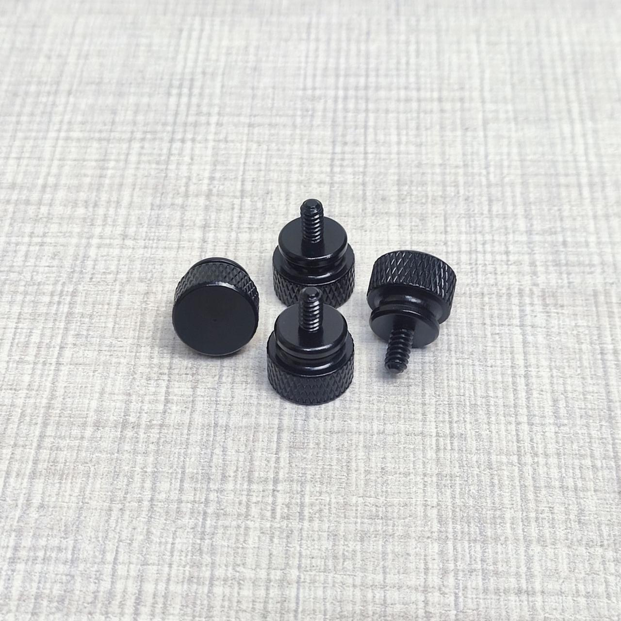 Гвинт кріплення корпусний #6-32, 6 мм, безінструментальний, алюміній, 4 шт, чорний