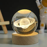 Куля акрилова Сатурн 8см з підсвічуванням на підставці, фото 3