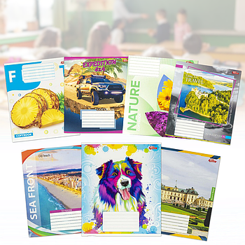 Зошит на 36 аркушів з кольоровою обкладинкою в лінію "Мрії" "mix" Упаковка 16 шт.