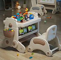 Стіл-трансформер для дитячої творчості з дошкою, пісочницею та основою під LEGO