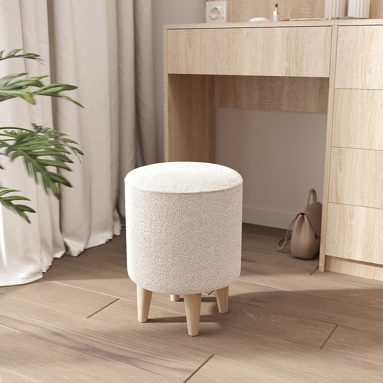 Пуф Хюгге на ніжках 420х350мм Кремовий, фото 1