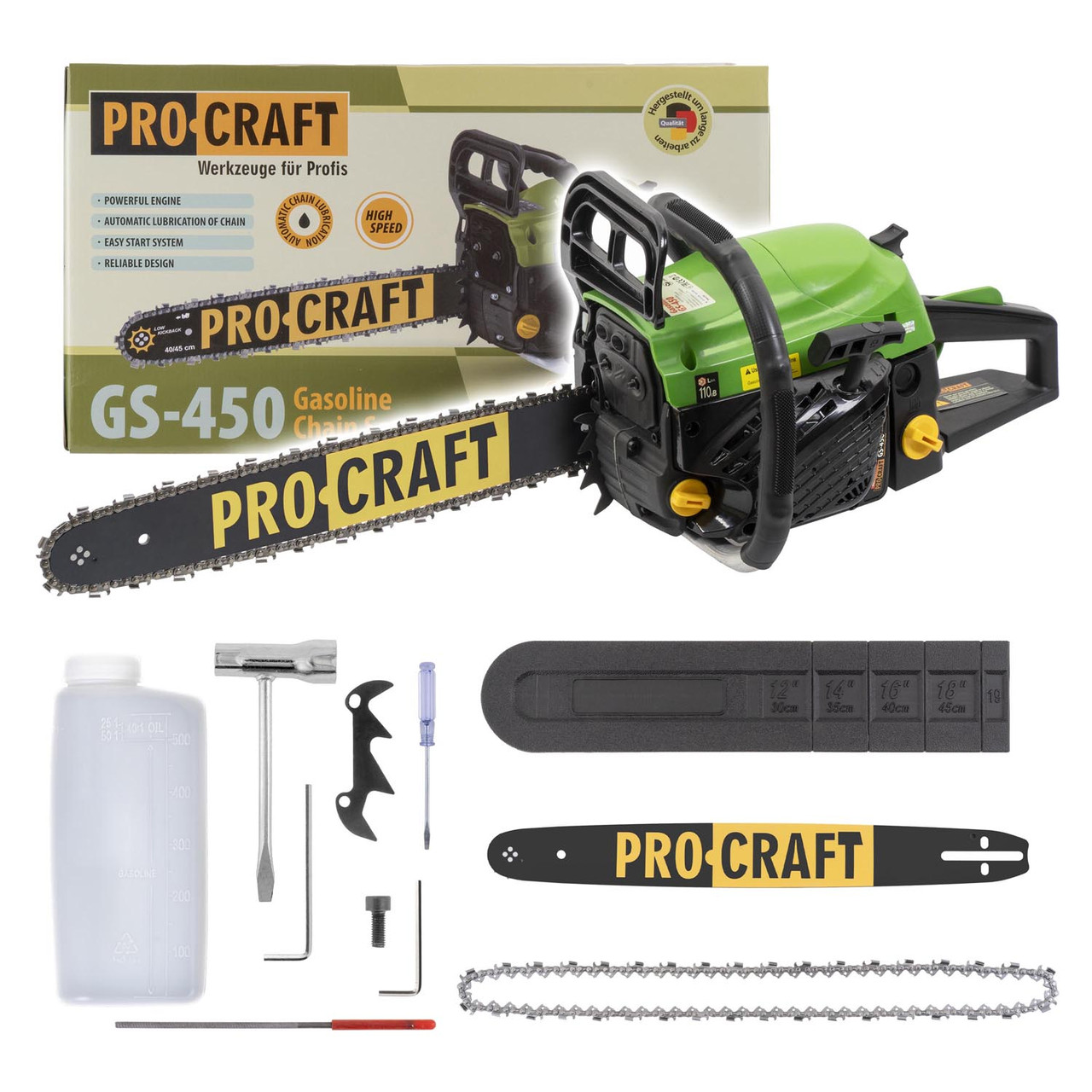 Бензопила шина 45 см Procraft GS450 ланцюгова пила, фото 1