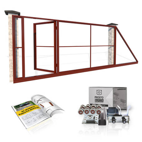 Каркас відкатних воріт з вбудованою хвірткою Під профнастил