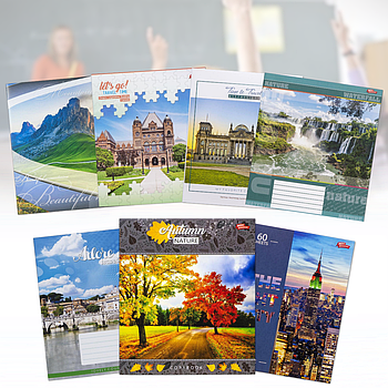 Зошит на 60 аркушів з кольоровою обкладинкою в клітинку "Мрії" "mix" Упаковка 12 шт.