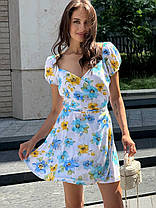 Літня квіткова жіноча міні сукня на запах зі штапелю Smf9453, фото 3