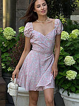 Літня квіткова жіноча міні сукня на запах зі штапелю Smf9453, фото 5